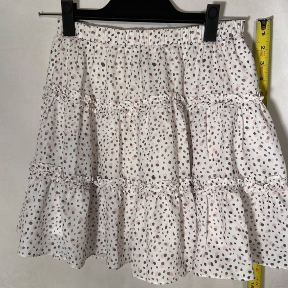 Princess Polly flouncy skirt, pink and brown, elastic waist, sz 4
